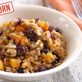 Einkorn wheat berry winter breakfast bowl recipe