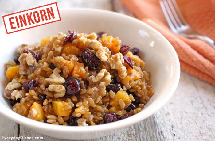 Einkorn wheat berry winter breakfast bowl recipe