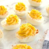 Some delicious mayo-free deviled eggs.