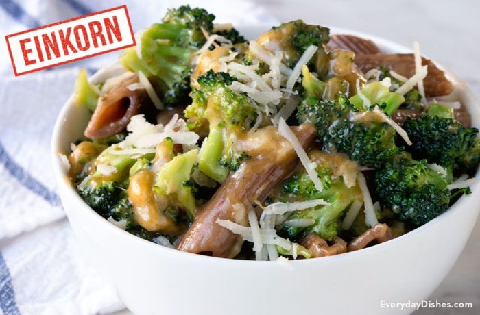 Broccoli Asiago cheese with einkorn penne recipe