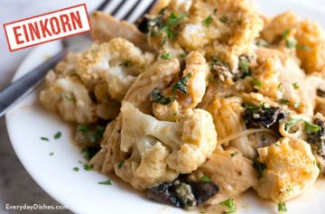 Einkorn Asiago Chicken with Spinach and Cauliflower