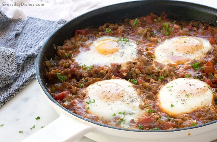 A homemade Mexican egg skillet, ready to enjoy.