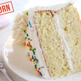 A slice of a delicious einkorn birthday cake