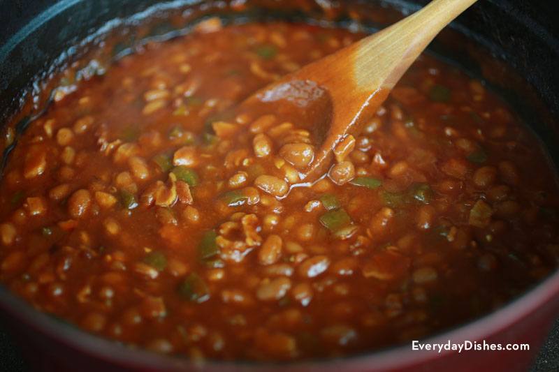 Rich and tangy homemade BBQ baked beans with bacon