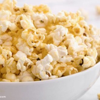 A bowl of delicious homemade kettle corn.