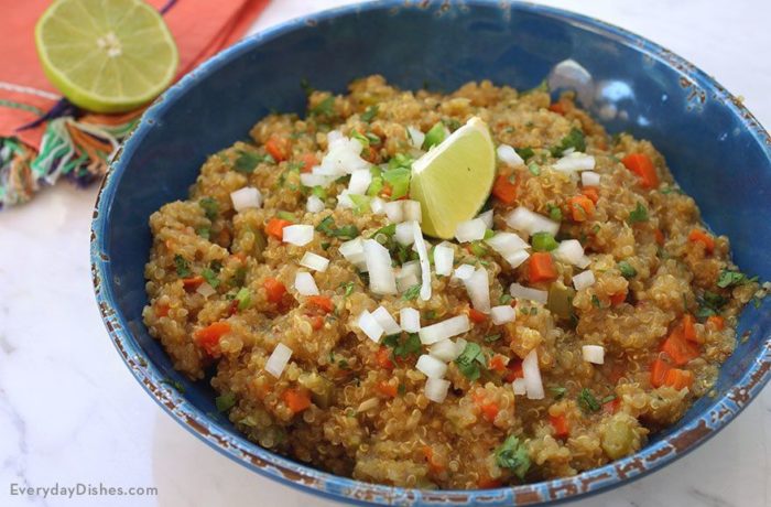 A bowl of delicious Mexican quinoa.