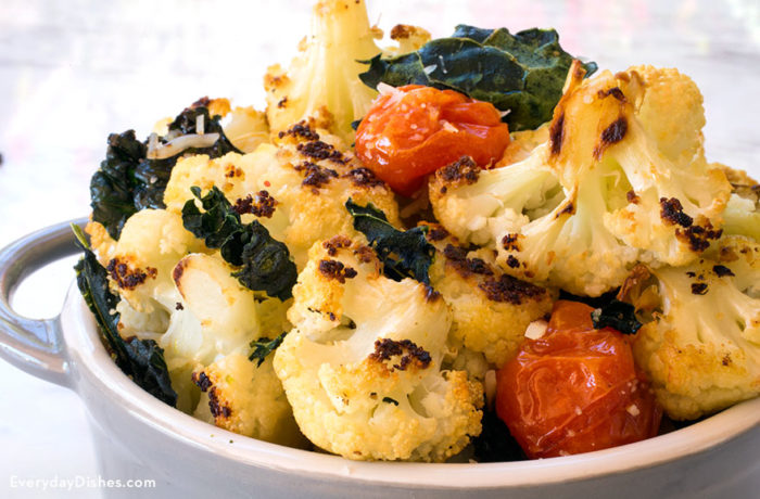 Roasted cauliflower and kale recipe
