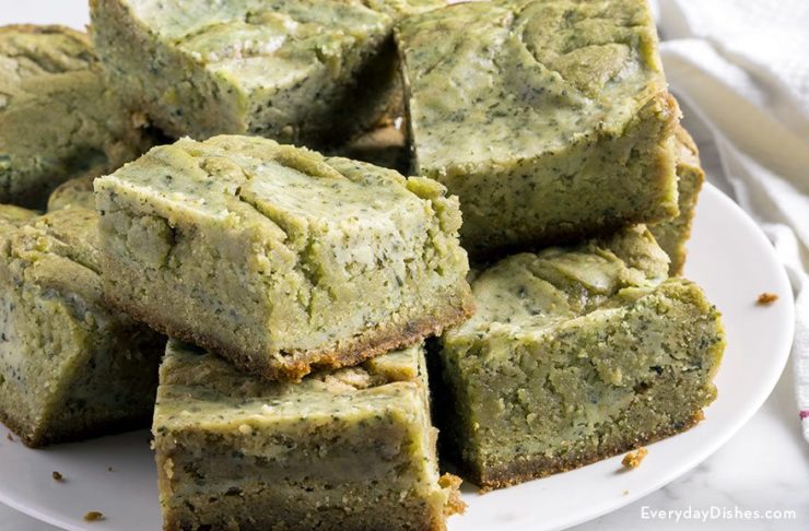 Matcha Green Tea Cheesecake Blondies Dessert Recipe