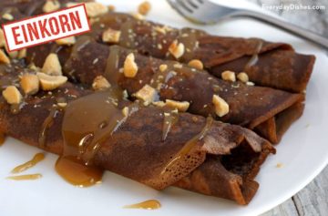 Chocolate Crepes with Peanut Butter Sauce