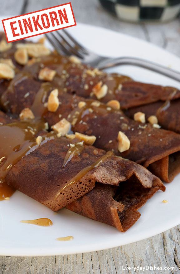 Chocolate Crepes with Peanut Butter Sauce
