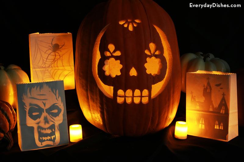 Light up your walkway with printable Halloween luminaries