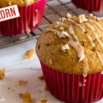 A pumpkin muffin that was made with einkorn wheat.