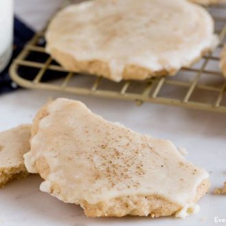 A fresh batch of homemade glazed eggnog cookies.