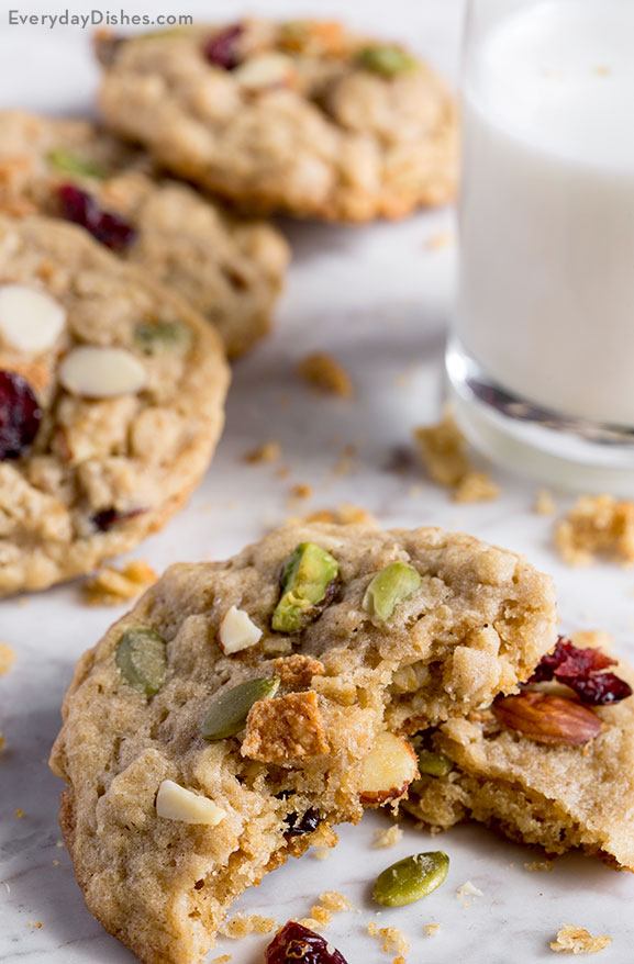 Chewy Trail Mix Oatmeal Cookies