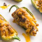 Some fresh and delicious cheeseburger jalapeno poppers, ready to snack on.