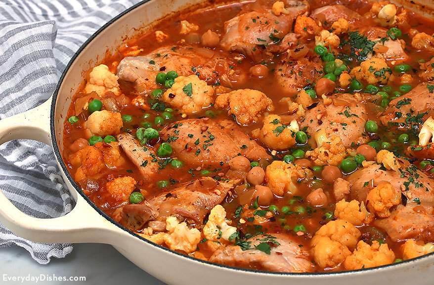 One-Pan Chicken Curry Recipe with Chickpeas and Cauliflower