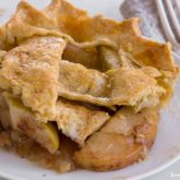 A piece of homemade einkorn apple slab pie.