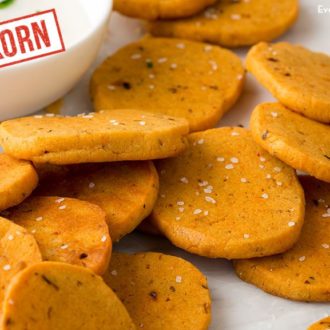 A batch of delicious, homemade einkorn cheese crackers.