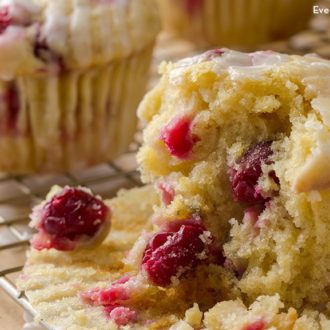 Some homemade lemon cranberry einkorn muffins.