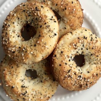 A plate of low carb gluten free bagels.