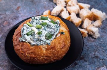 Classic Old School Spinach Dip in a Bread Bowl