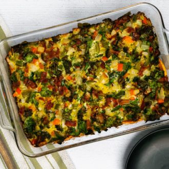 A dish of a Whole 30 breakfast that can be made ahead