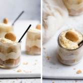 Two bowls of delicious, easy to make banana pudding, ready to enjoy.
