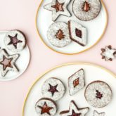 A plate of delicious chocolate ginger linzer cookies