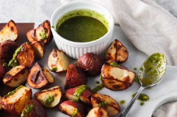 Air Fryer Potatoes with Homemade Pesto – Vegan and Whole 30 Approved