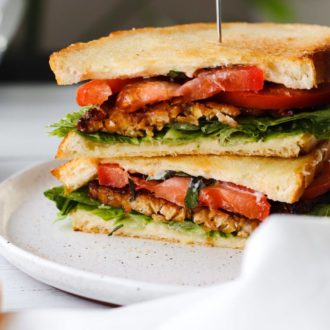 A delicious vegan blt sandwich