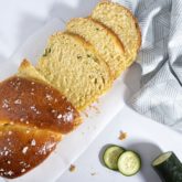 Some freshly made cucumber bread, sliced and ready to serve
