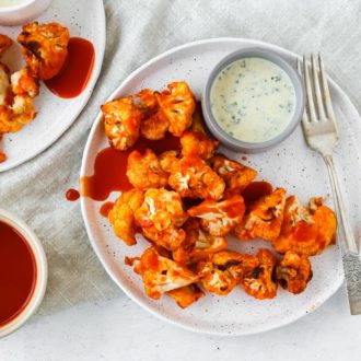 Air Fryer Cauliflower Buffalo Wings that are ready to eat