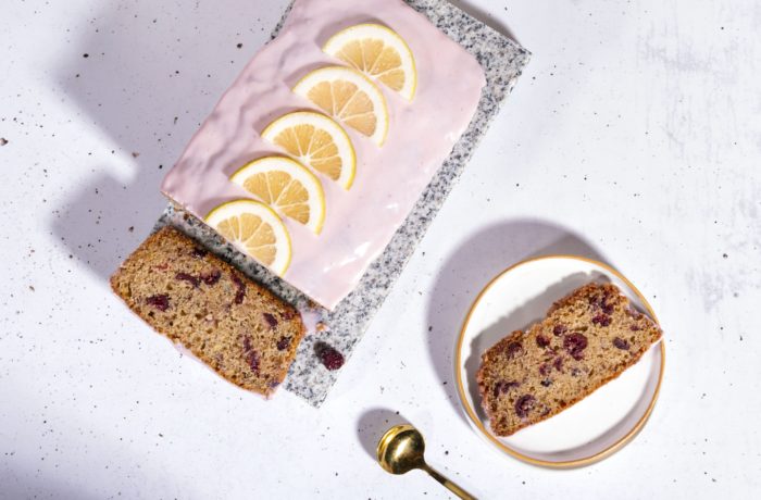 The Perfect Lemon Cranberry Cake, sliced and ready to enjoy