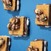 Some sweet cookie pop s'mores, a great treat for an outdoor movie night.