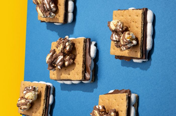 Some sweet cookie pop s'mores, a great treat for an outdoor movie night.