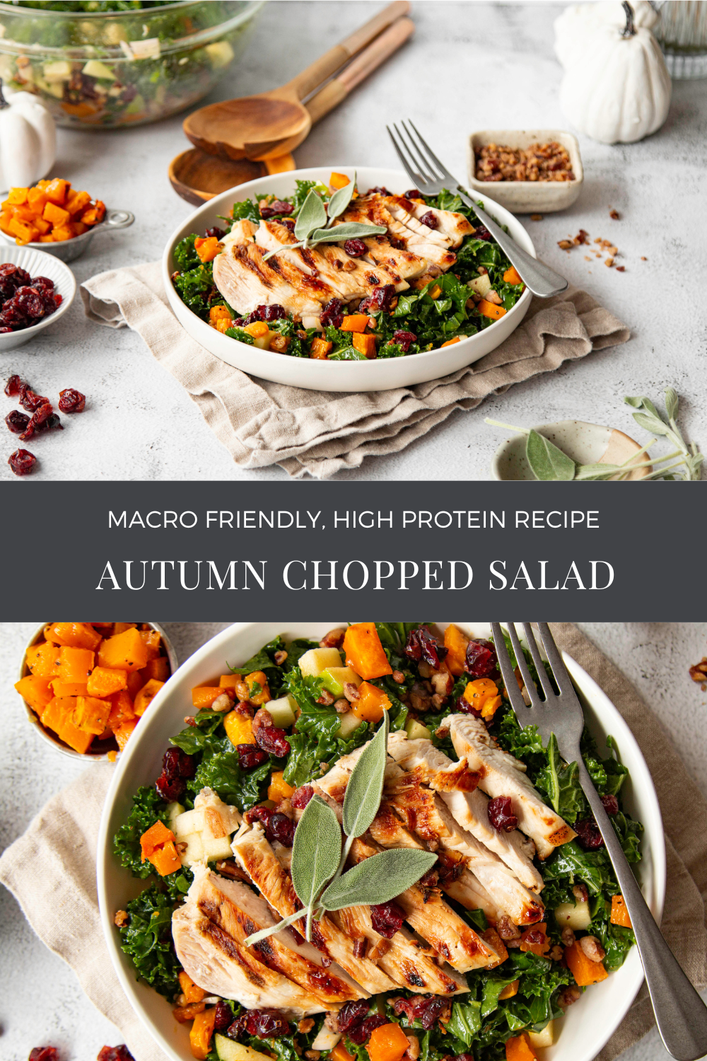 autumn chopped salad recipe macro friendly high protein salad