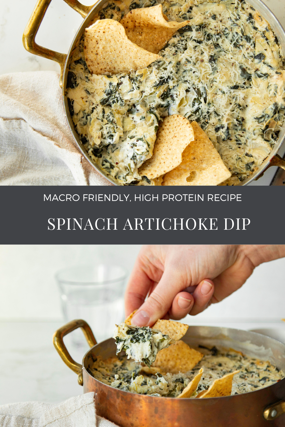 macro friendly high protein spinach artichoke dip