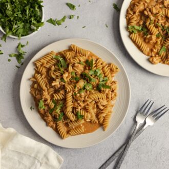 high protein pasta taco mac and cheese