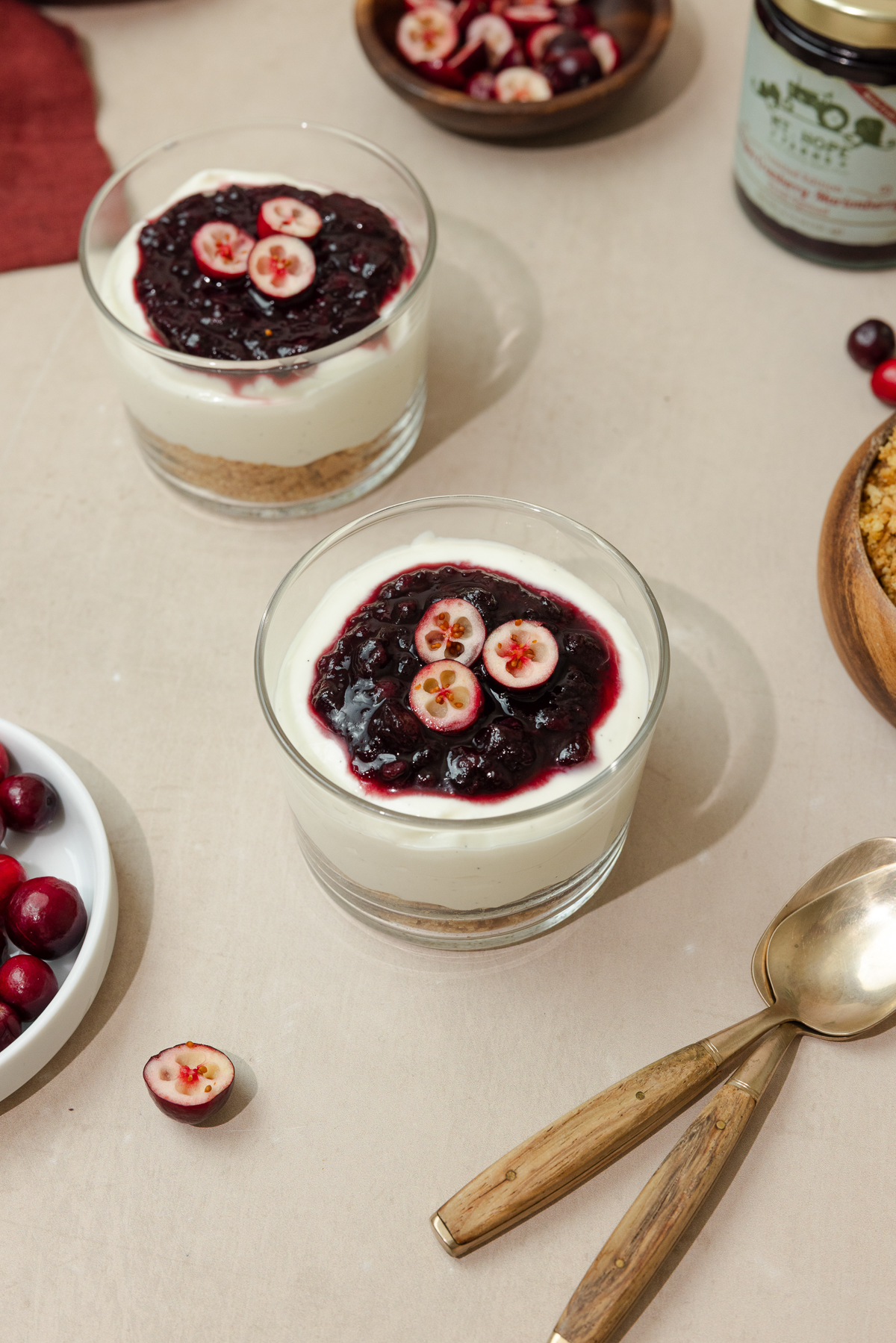 no bake cranberry cheesecake cups