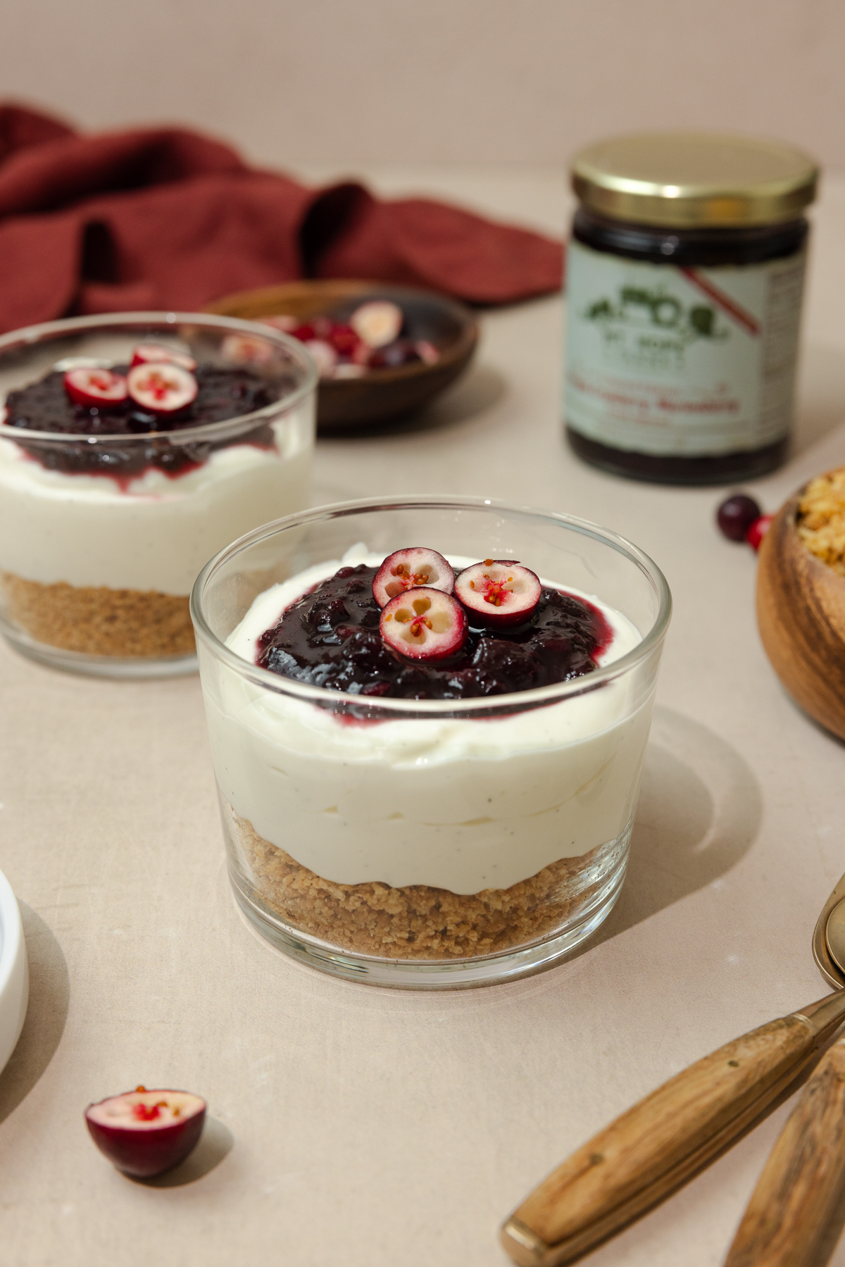 no bake cranberry cheesecake cups