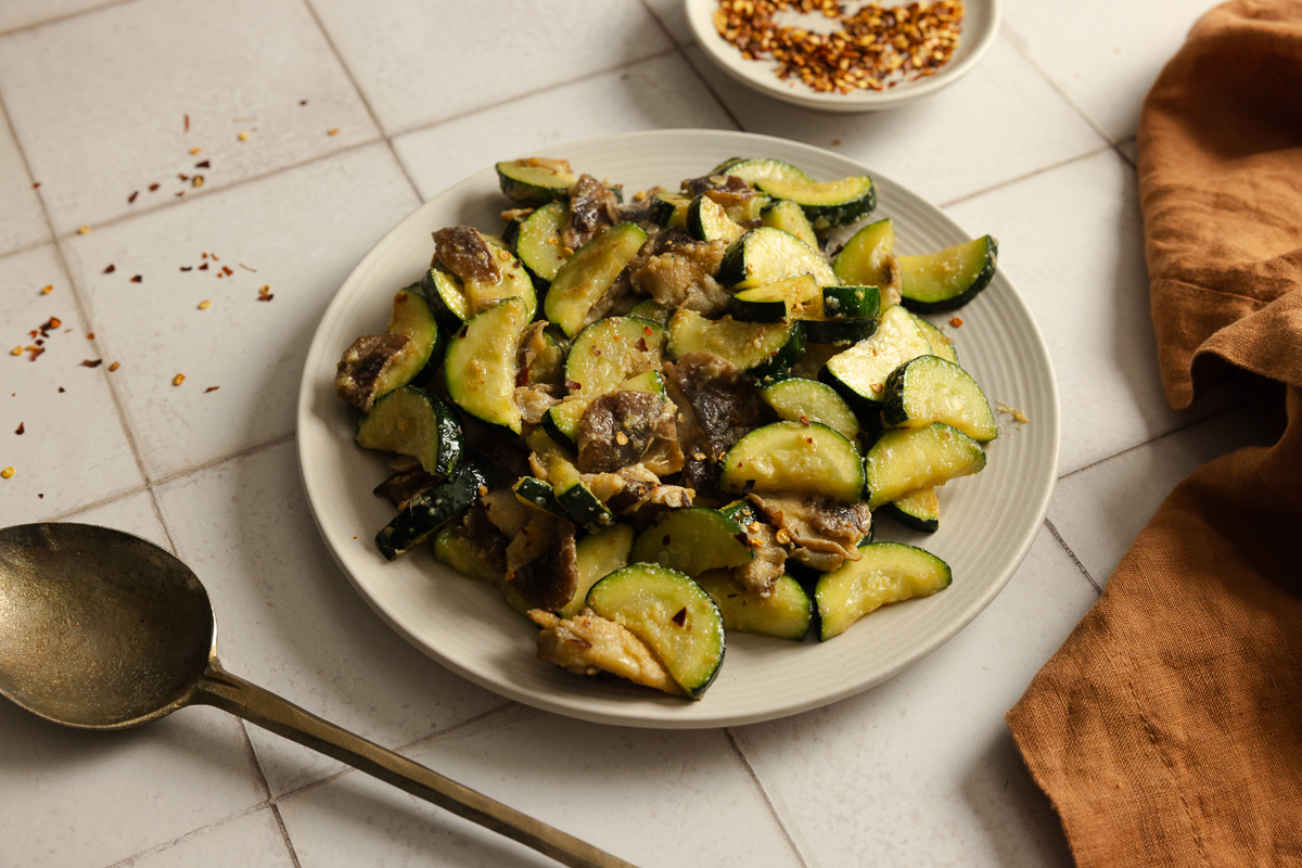 miso zucchini and mushrooms