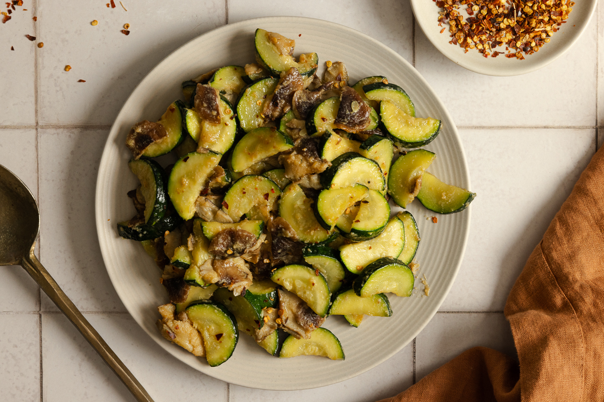 miso zucchini and mushrooms