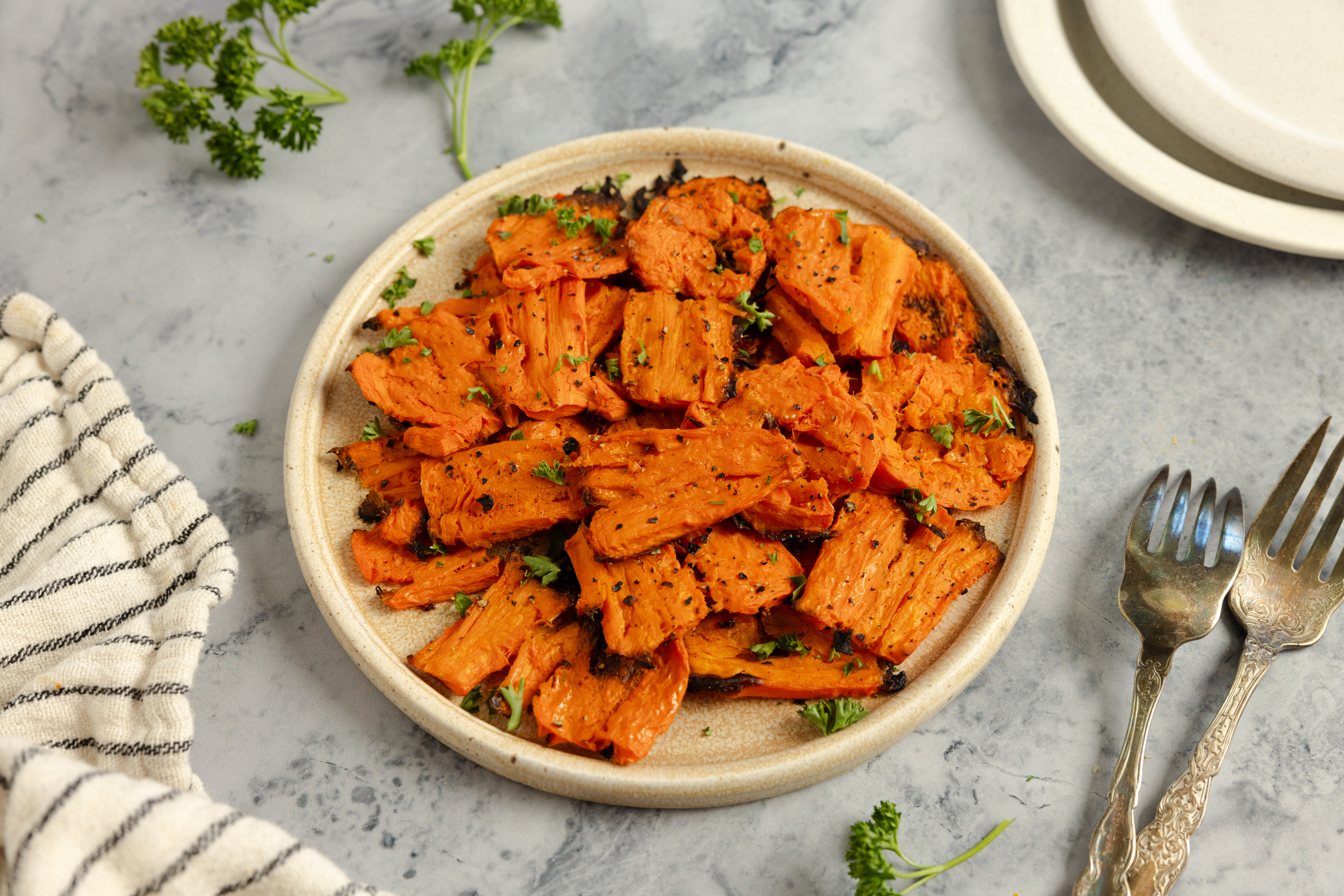 crispy smashed carrots