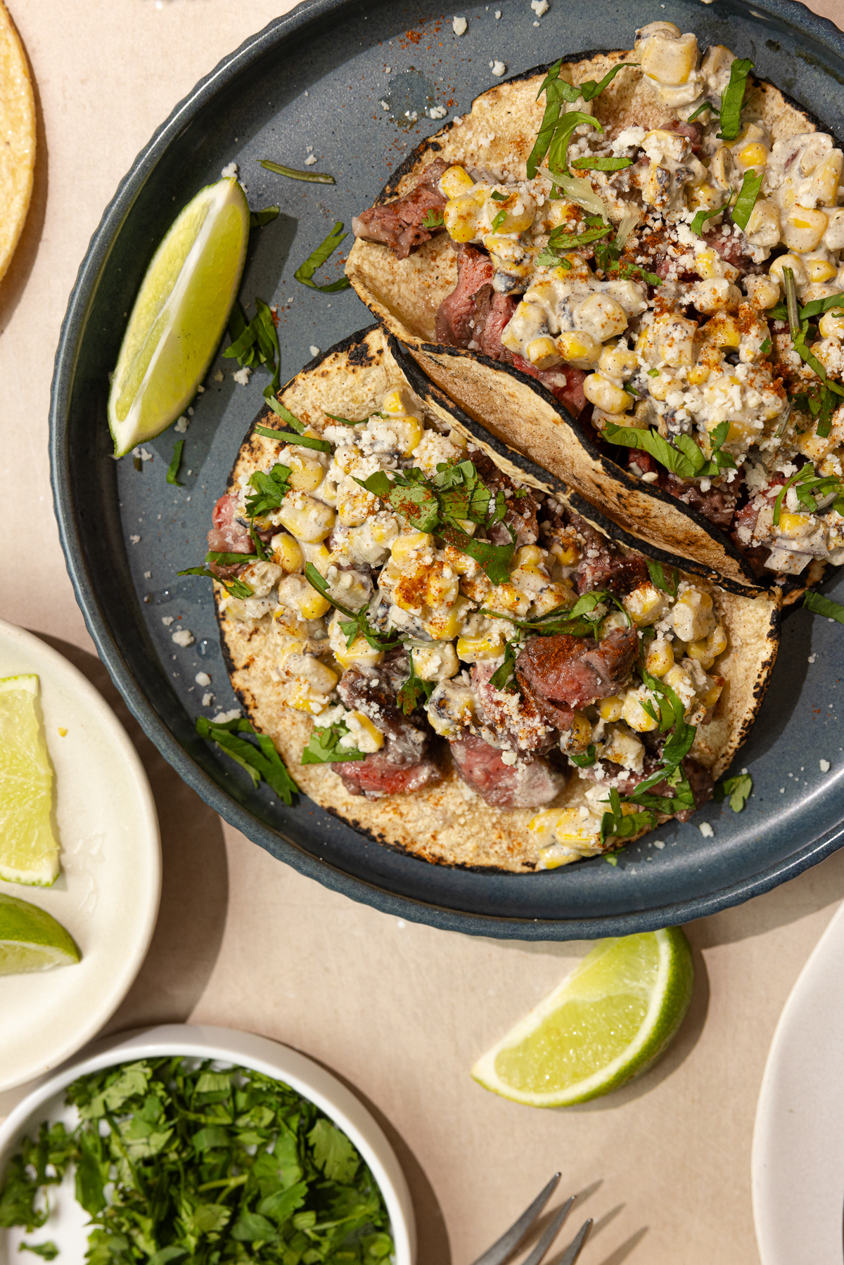 street corn steak tacos