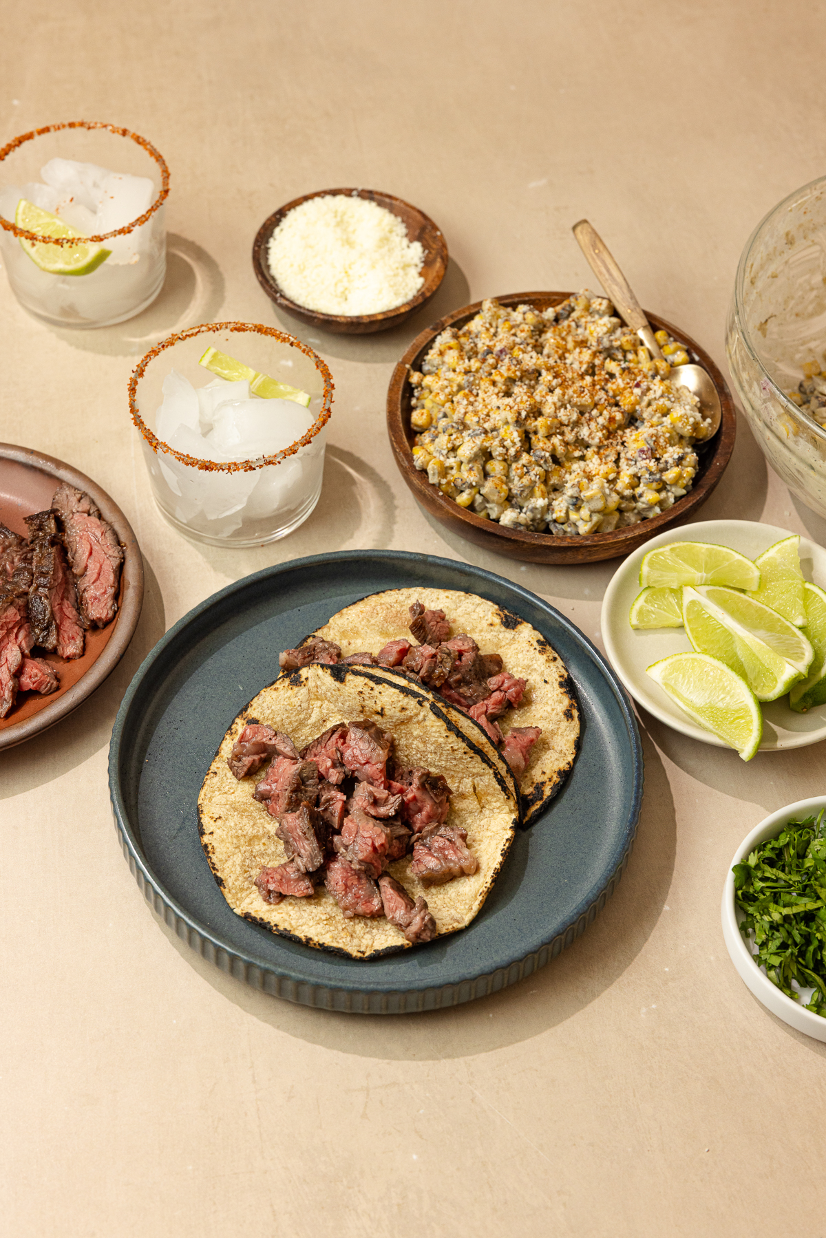 street corn steak tacos